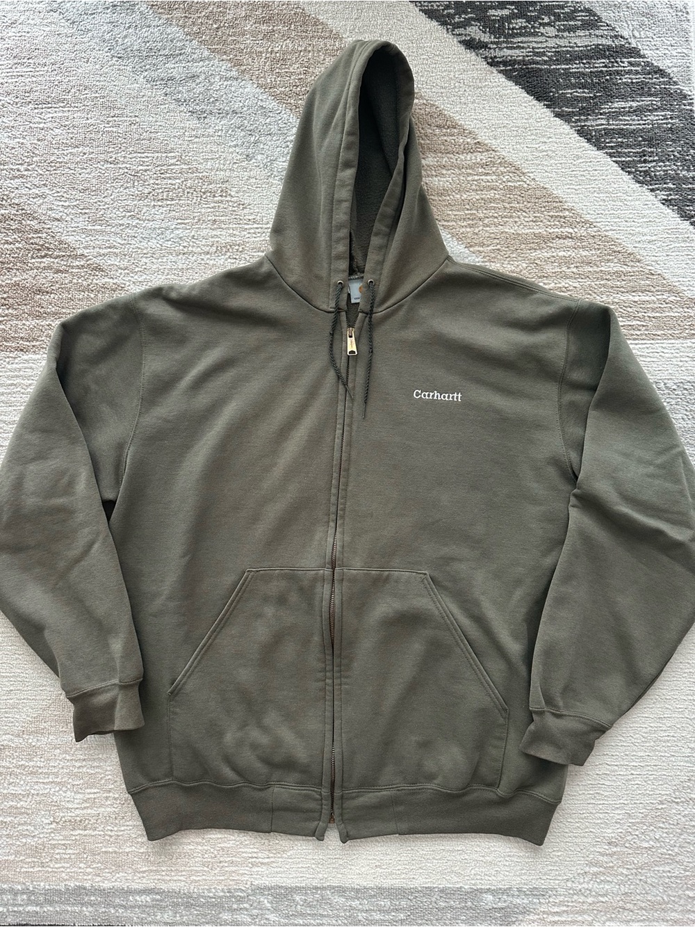 Carhartt Vintage Men's Olive Green Zip-Up Hooded Sweatshirt Size XL